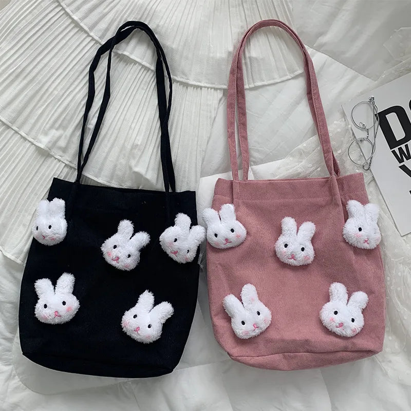 Candy Rabbit Corduroy Shoulder Bag Eco Tote