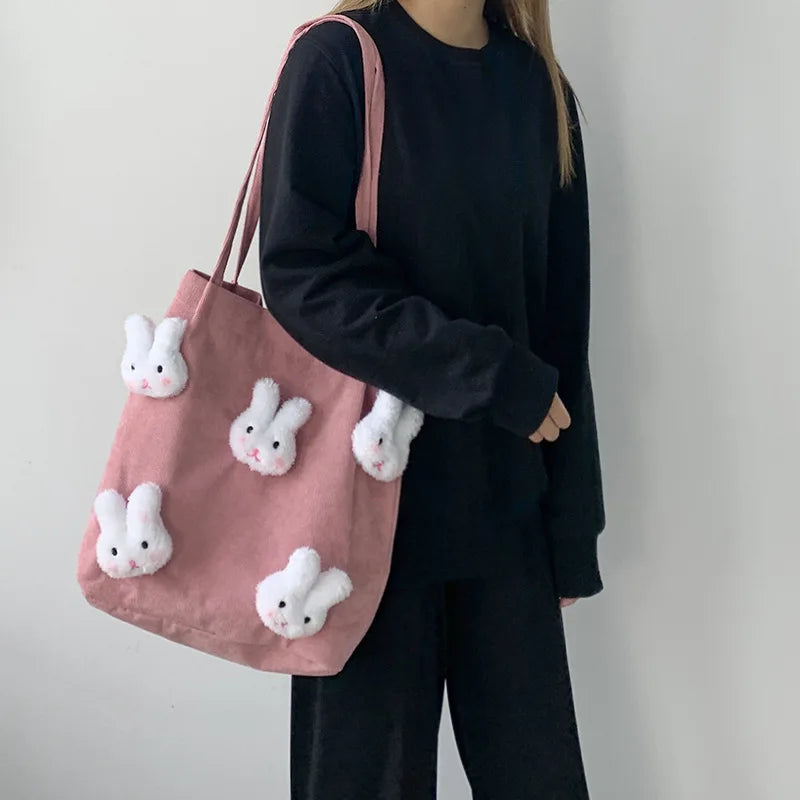 Candy Rabbit Corduroy Shoulder Bag Eco Tote