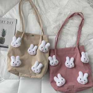 Candy Rabbit Corduroy Shoulder Bag Eco Tote