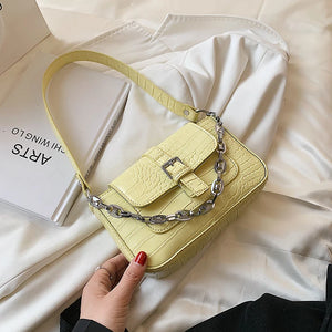 Crocodile Pattern Mini Bag for Women with Chain Strap