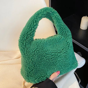 Candy Faux Wool Chain Shoulder Crossbody Bag