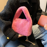 Candy Faux Wool Chain Shoulder Crossbody Bag