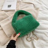 Candy Faux Wool Chain Shoulder Crossbody Bag
