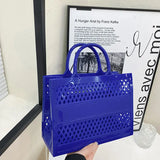Candy Hollow Out Cut Handbags For Women PVC Large Capacity Beach Bags