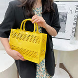 Candy Hollow Out Cut Handbags For Women PVC Large Capacity Beach Bags