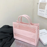 Candy Hollow Out Cut Handbags For Women PVC Large Capacity Beach Bags