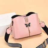 Candy Leather Small Crossbody Shoulder Bags For Women Butterfly Decor