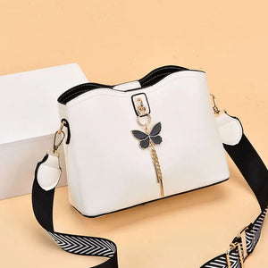 Candy Leather Small Crossbody Shoulder Bags For Women Butterfly Decor