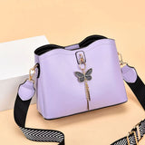 Candy Leather Small Crossbody Shoulder Bags For Women Butterfly Decor