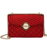 Green Grey Quilted Jelly Bag with Chain Shoulder Strap