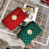 Green Grey Quilted Jelly Bag with Chain Shoulder Strap