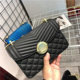 Green Grey Quilted Jelly Bag with Chain Shoulder Strap