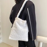 Soft Fleece Candy Purse Shoulder Bag for Autumn Winter Ladies