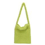 Soft Fleece Candy Purse Shoulder Bag for Autumn Winter Ladies