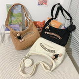Embroidered Bear Canvas Clutch Purse Handbag