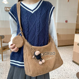 Embroidered Bear Canvas Clutch Purse Handbag