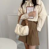 Candy Women Shoulder Bag Corduroy Handbag Small Tote Lady Underarm Bags