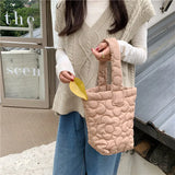 Candy Women Quilted Bucket Bag Small Shoulder Bags Flower Embroide