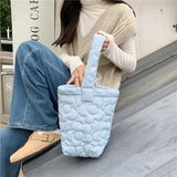 Candy Women Quilted Bucket Bag Small Shoulder Bags Flower Embroide