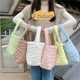 Candy Women Quilted Bucket Bag Small Shoulder Bags Flower Embroide