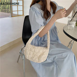 Candy Women Underarm Bag Pleated Hobos Handbags Plaid Female Tote Purse