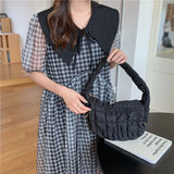 Pleated Candy Women's Hobo Handbag Plaid Tote Purse