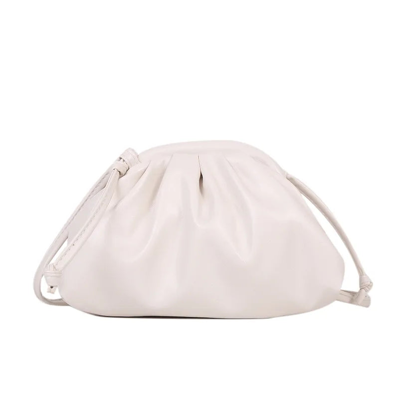 Candy Women's Small Cloud Bag Ruched PU Leather Shoulder Bags