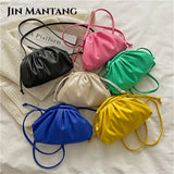 Candy Women's Small Cloud Bag Ruched PU Leather Shoulder Bags