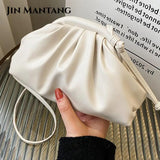 Candy Women's Small Cloud Bag Ruched PU Leather Shoulder Bags
