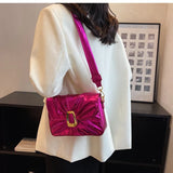 Candy Wrinkled Small Flap Clutch Handle Bags Ruched Fall Winter Women Hand Bags