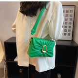 Candy Wrinkled Small Flap Clutch Handle Bags Ruched Fall Winter Women Hand Bags