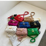 Candy Wrinkled Small Flap Clutch Handle Bags Ruched Fall Winter Women Hand Bags