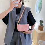 Candy Colors Chain Shoulder Bags Women Plaid Knitting Zipper Popular