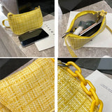 Candy Colors Chain Shoulder Bags Women Plaid Knitting Zipper Popular
