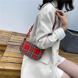 Candy Colors Chain Shoulder Bags Women Plaid Knitting Zipper Popular