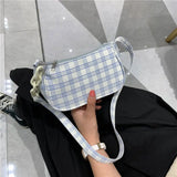 Candy Colors Chain Shoulder Bags Women Plaid Knitting Zipper Popular