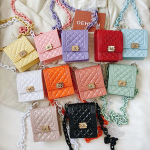 Mini Diamond Lattice Shoulder Bag PVC Crossbody Bag Small Phone Wallet Jelly Bag