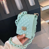 Mini Diamond Lattice Shoulder Bag PVC Crossbody Bag Small Phone Wallet Jelly Bag
