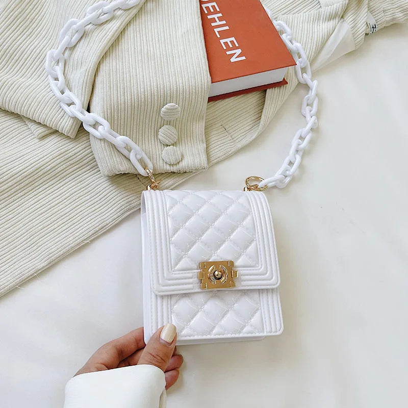 Mini Diamond Lattice Shoulder Bag PVC Crossbody Bag Small Phone Wallet Jelly Bag