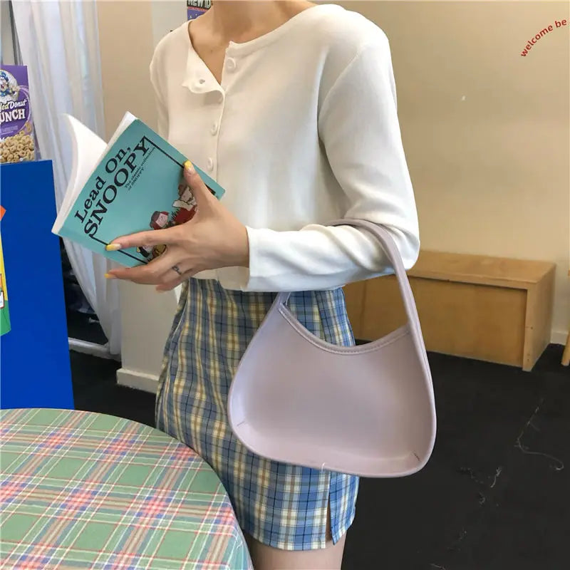 Candy Colors Shoulder Bags Women Students Top-handle Underarm Spring Stylish