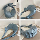 Candy Colors Shoulder Bag Pleated Zippers Underarm Handbag