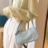 Candy Colors Underarm Shoulder Bags Women PU Leather Soft Handbags