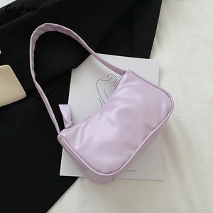 Candy Colors Underarm Shoulder Bags Women PU Leather Soft Handbags