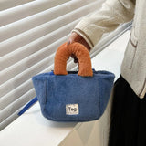 Candy Colors Small Tote Plush Shoulder Bag Faux Fur Female Clutch Purse