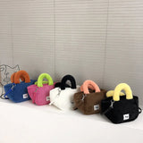 Candy Colors Small Tote Plush Shoulder Bag Faux Fur Female Clutch Purse