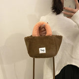 Candy Colors Small Tote Plush Shoulder Bag Faux Fur Female Clutch Purse