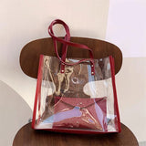 PVC Clear Transparent Tote Bags Women Large Casual Shopping Shoulder Hot