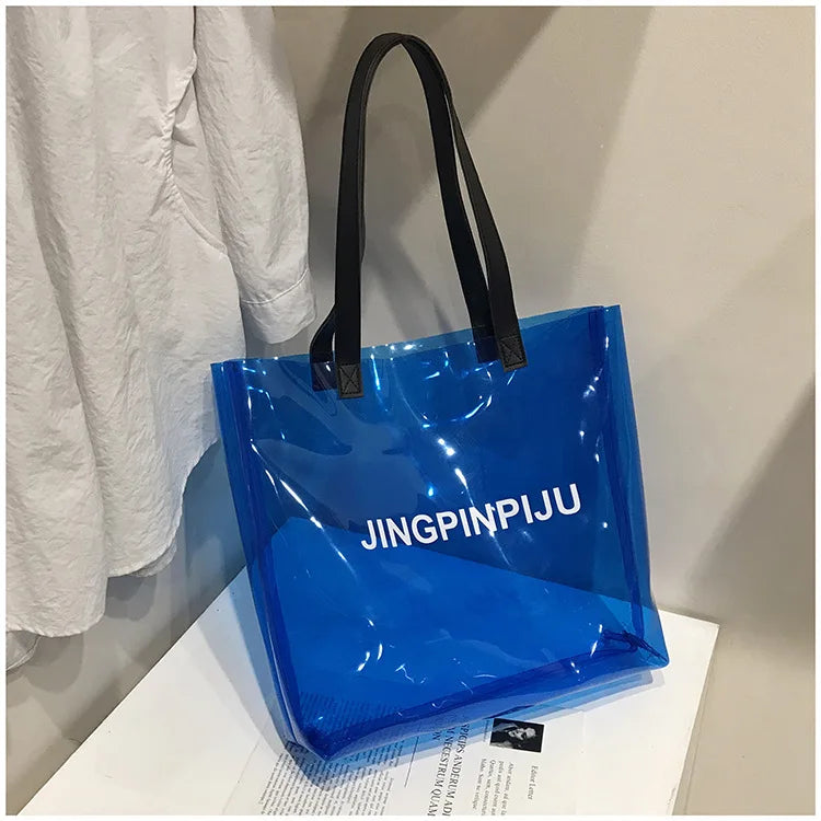 Clear Transparent Tote Bags Women Large Casual Shopping Shoulder Bags