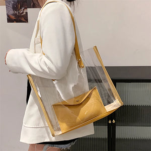 PVC Clear Transparent Tote Bags Women Large Casual Shopping Shoulder Hot