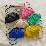 Cloud Bag Ruched PU Leather Shoulder Bags Crossbody Clutch